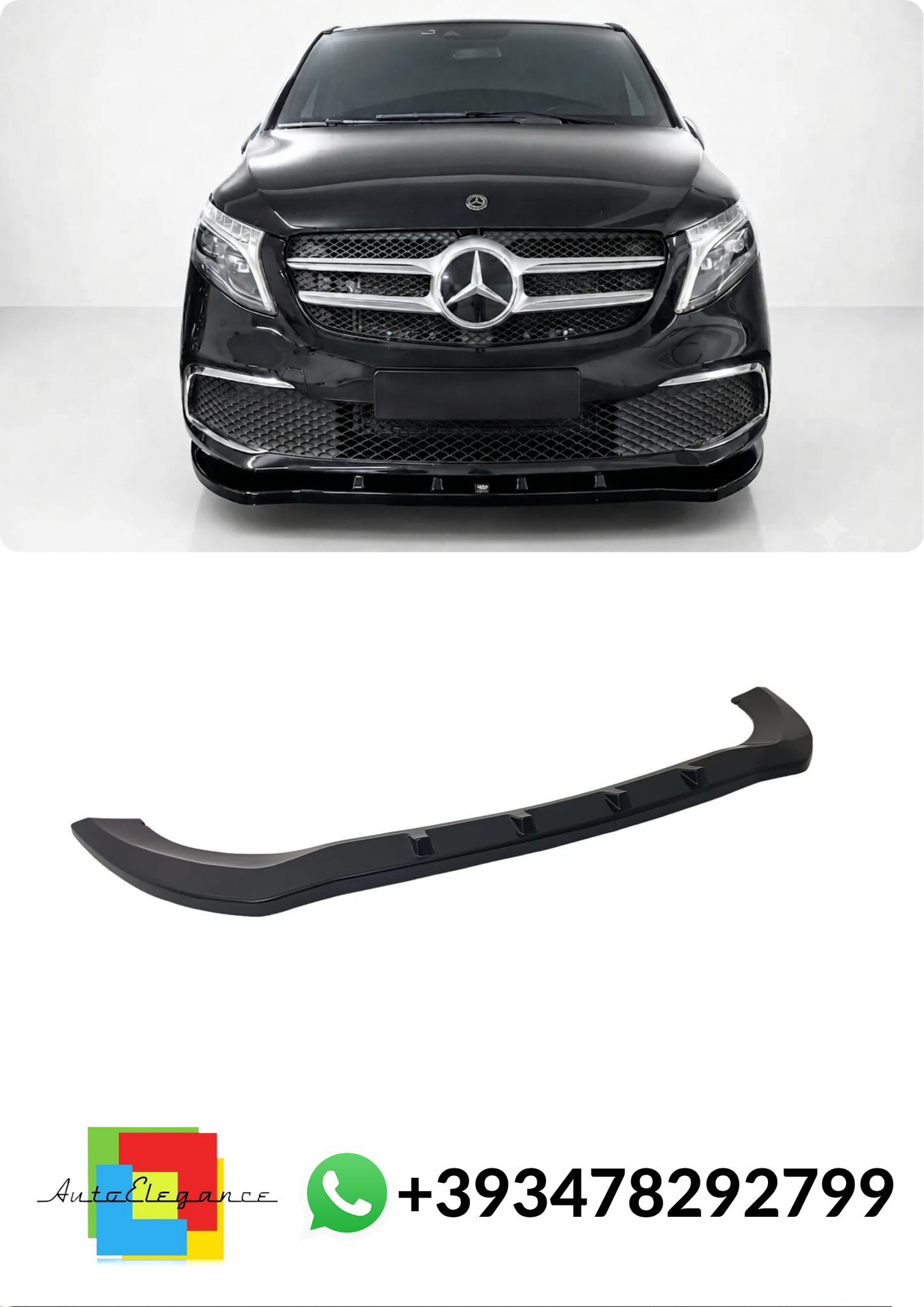 💕SPLITTER ANTERIORE Mercedes V-Class W447 Facelift NERO LUCIDO💕