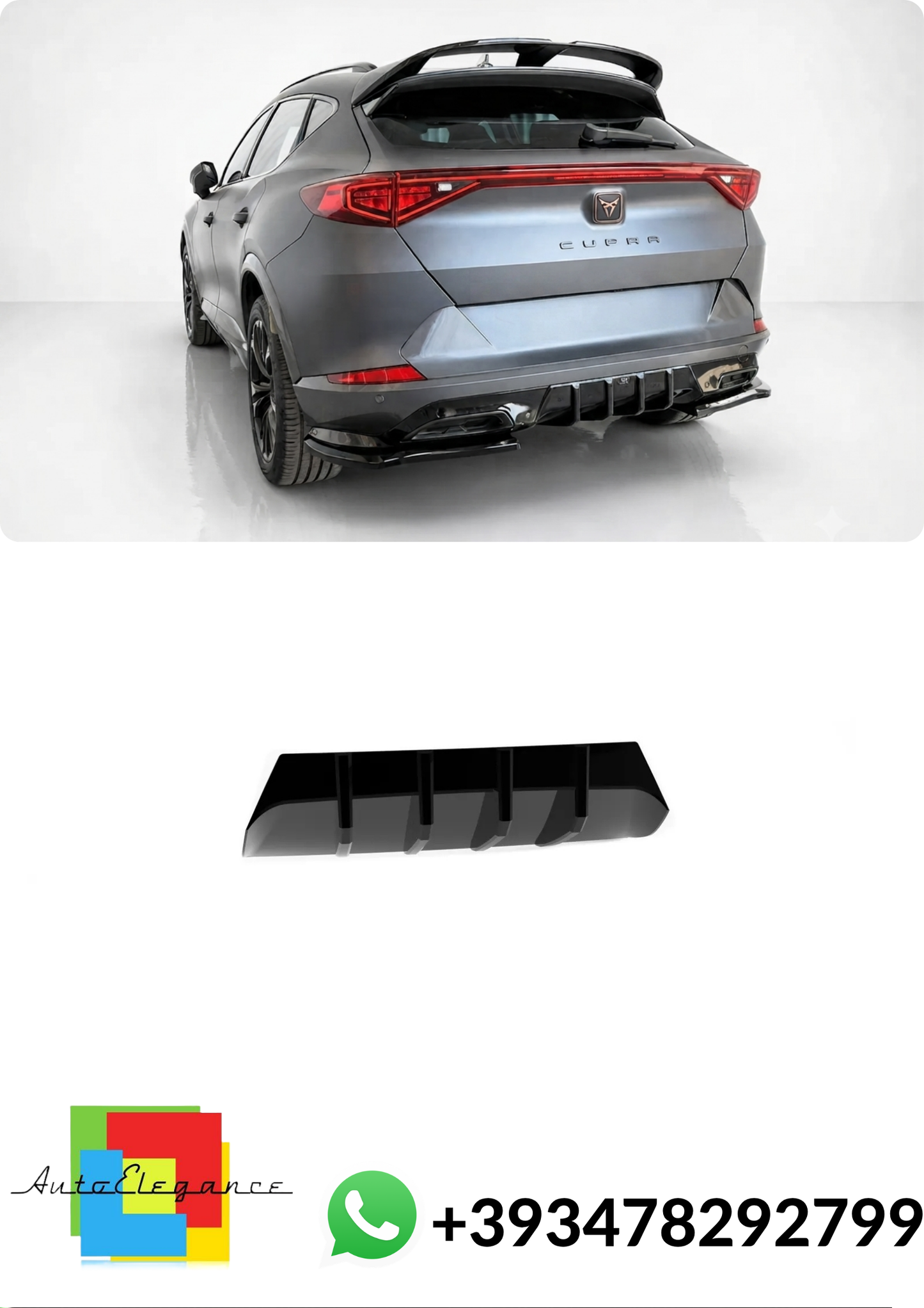 💕DIFFUSORE POSTERIORE Cupra Formentor Mk1 Nero Lucido 💕