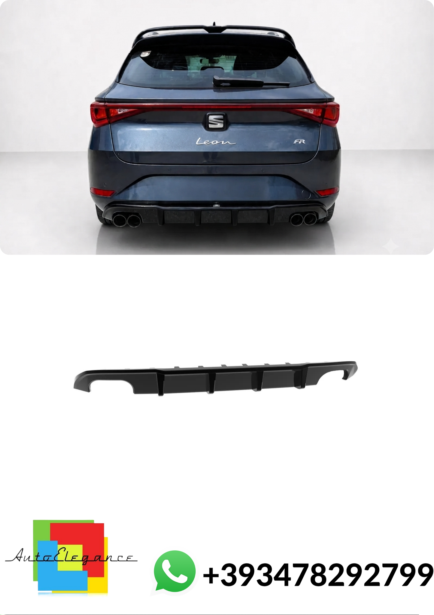 💕DIFFUSORE POSTERIORE Seat Leon FR Mk4 ST Nero Lucido 💕