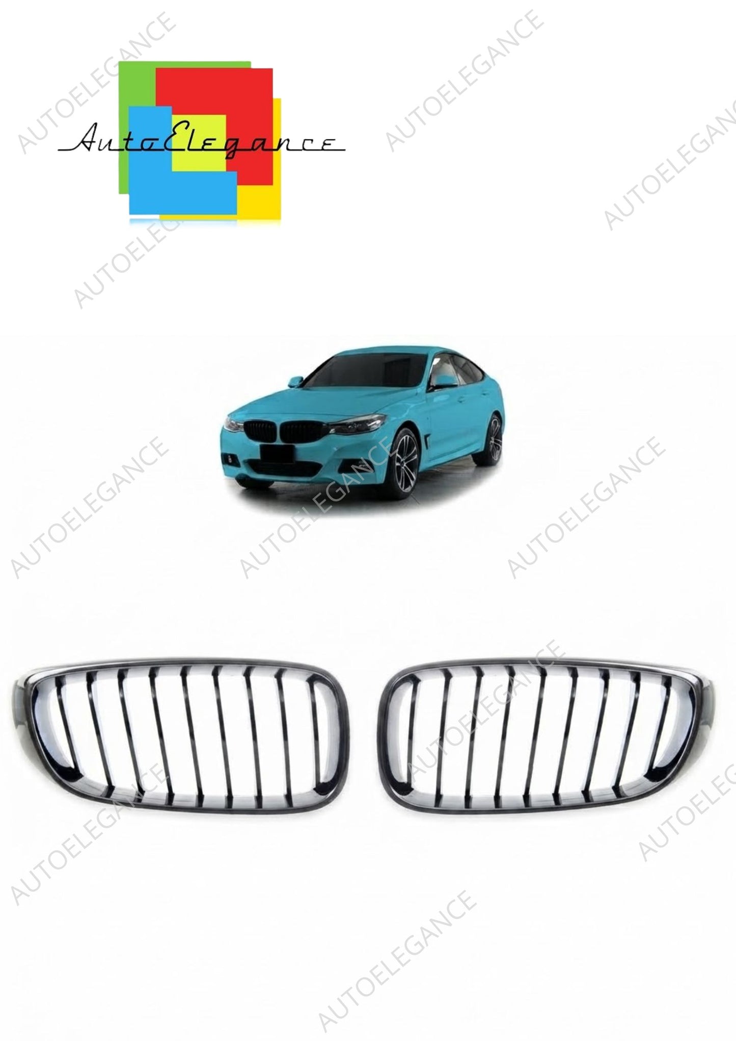 👉Griglia frontale nera lucida a singola linea per BMW Serie 3 F34 GT 13-21👈