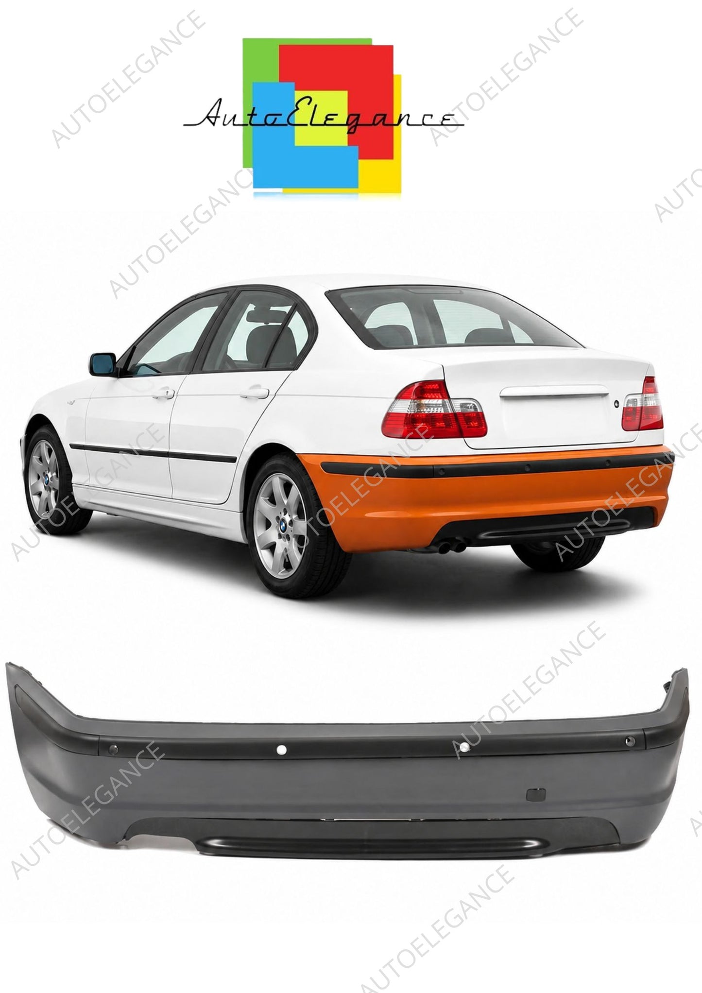 👉Paraurti posteriore M-Tech con diffusore PDC adatto per BMW3 E46 Sedan 98-05👈