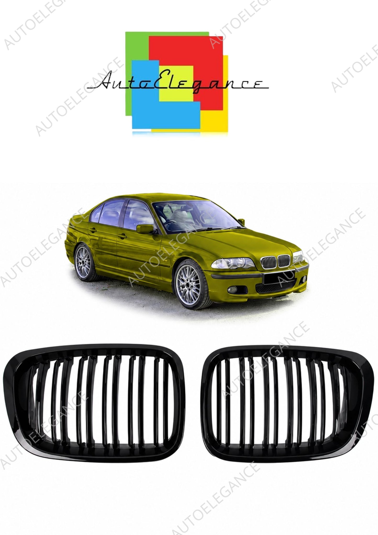 👉Griglia anteriore lucida nera adatta per BMW Serie 3 E46 1998-2001👈