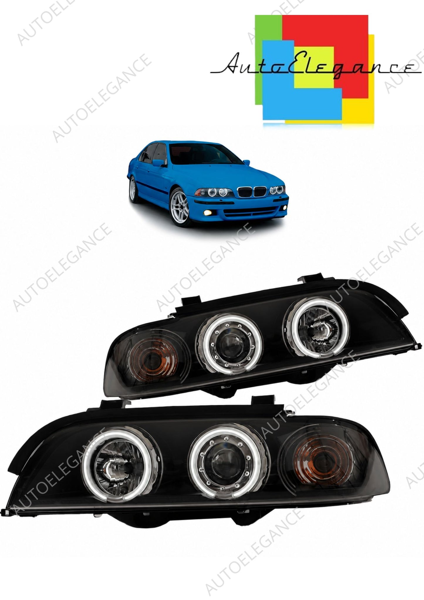 👉Fari alogeni CCFL neri adatti per BMW Serie 5 E39 1995-2003👈