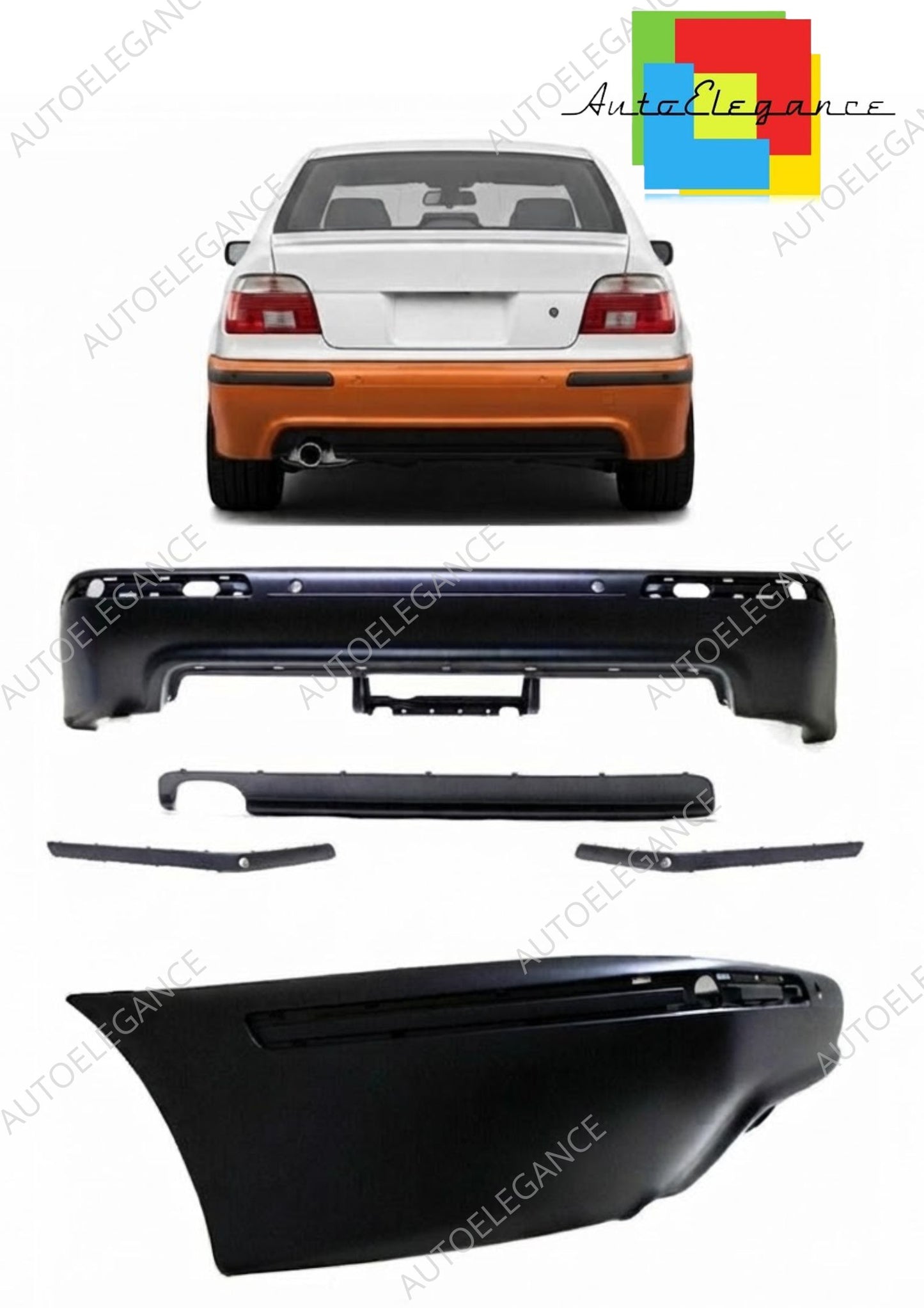 👉Paraurti posteriore M-Tech con diffusore PDC adatto per BMW Serie5 E39 96-03👈