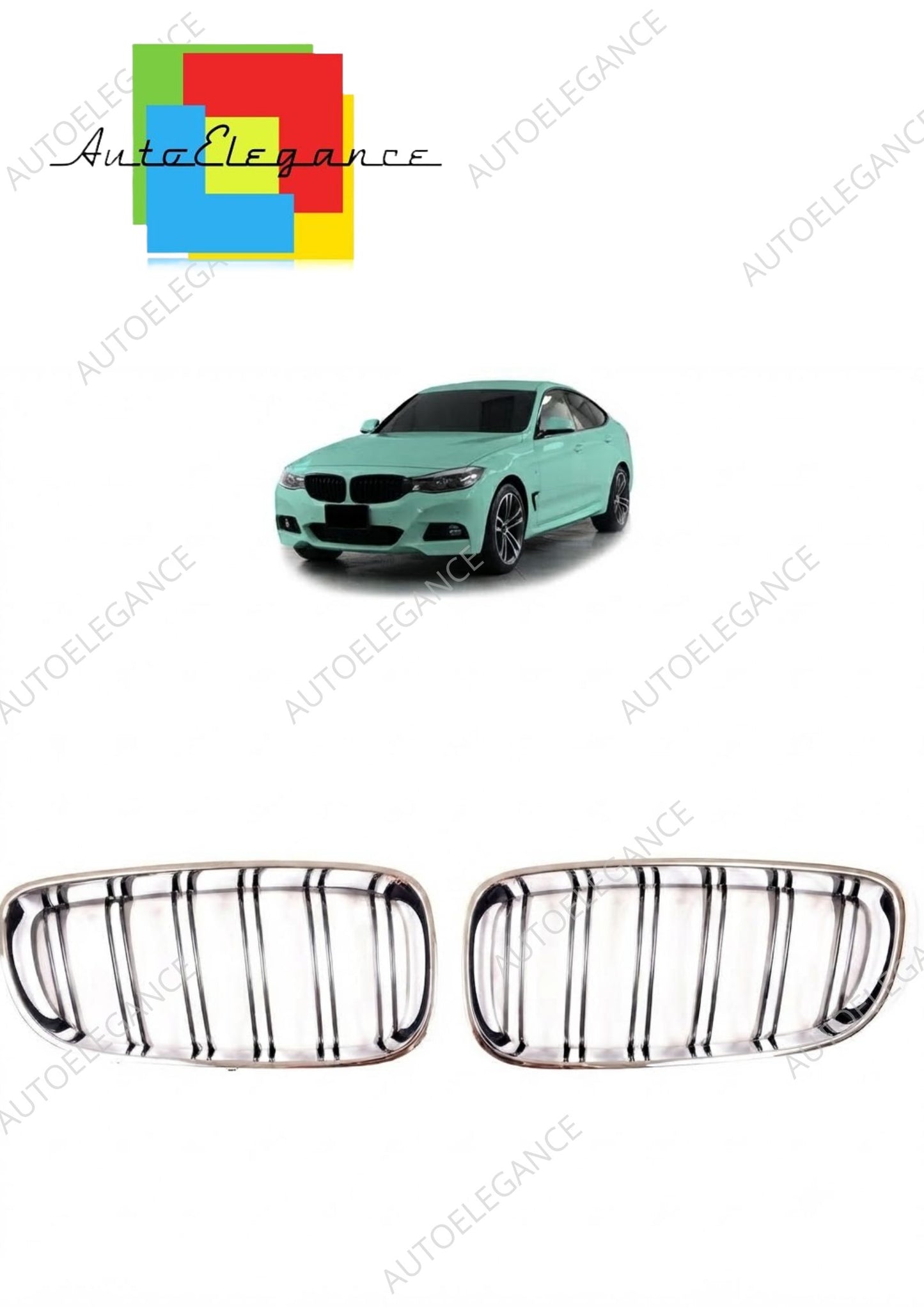 👉Griglia a doppia linea cromata e nera adatta per BMW Serie 3 F34 GT 13-20👈
