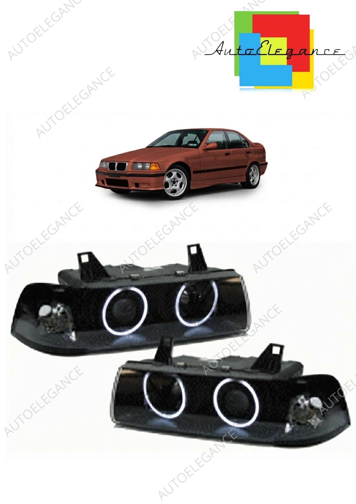 👉Fari alogeni neri CCFL adatti per BMW Serie 3 E36 1990-1998👈