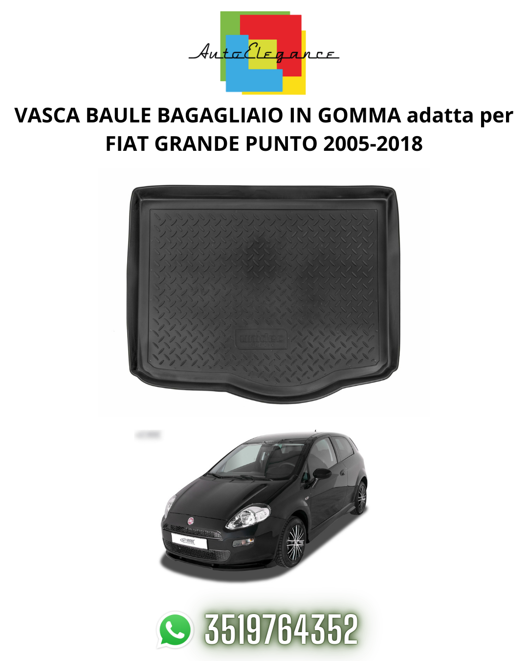 Vasca Bagagliaio SCOUTT Per Fiat Grande Punto 2011-2018 - Tappetino TPE Antiscivolo - Foto 5
