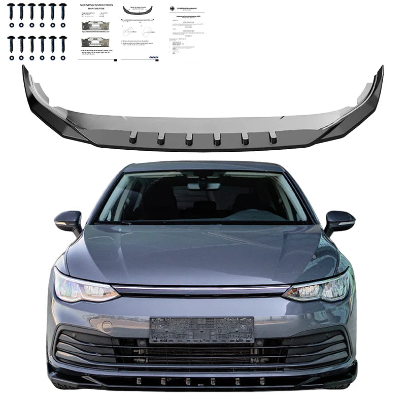 πART.0544 SPLITTER VW GOLF 8 2019-2024 STANDARD NERO LUCIDO π