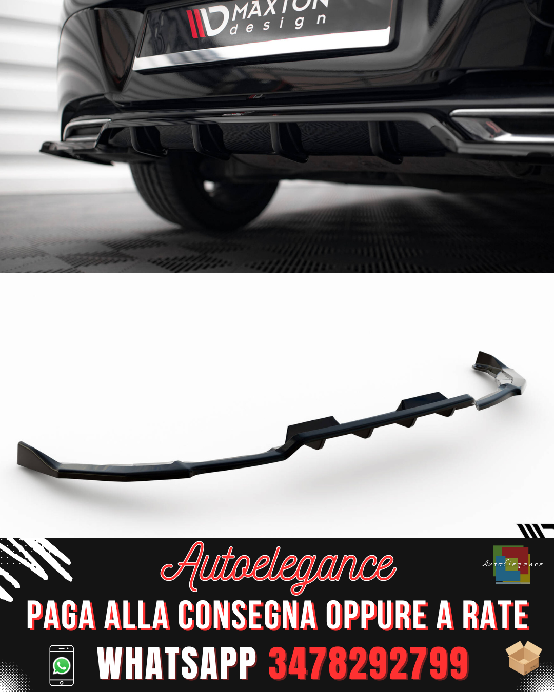 SPLITTER POSTERIORE CENTRALE (CON BARRE VERTICALI) adatto per TOYOTA COROLLA HATCHBACK MK12