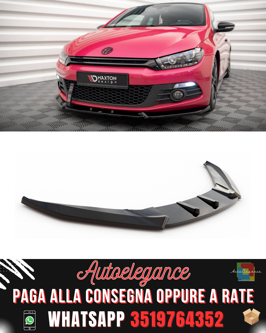SPLITTER ANTERIORE V.3 ADATTO PER VOLKSWAGEN SCIROCCO MK3