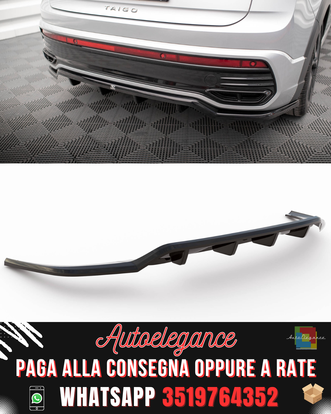 SPLITTER POSTERIORE CENTRALE (CON BARRE VERTICALI) adatto per VOLKSWAGEN TAIGO R-LINE MK1