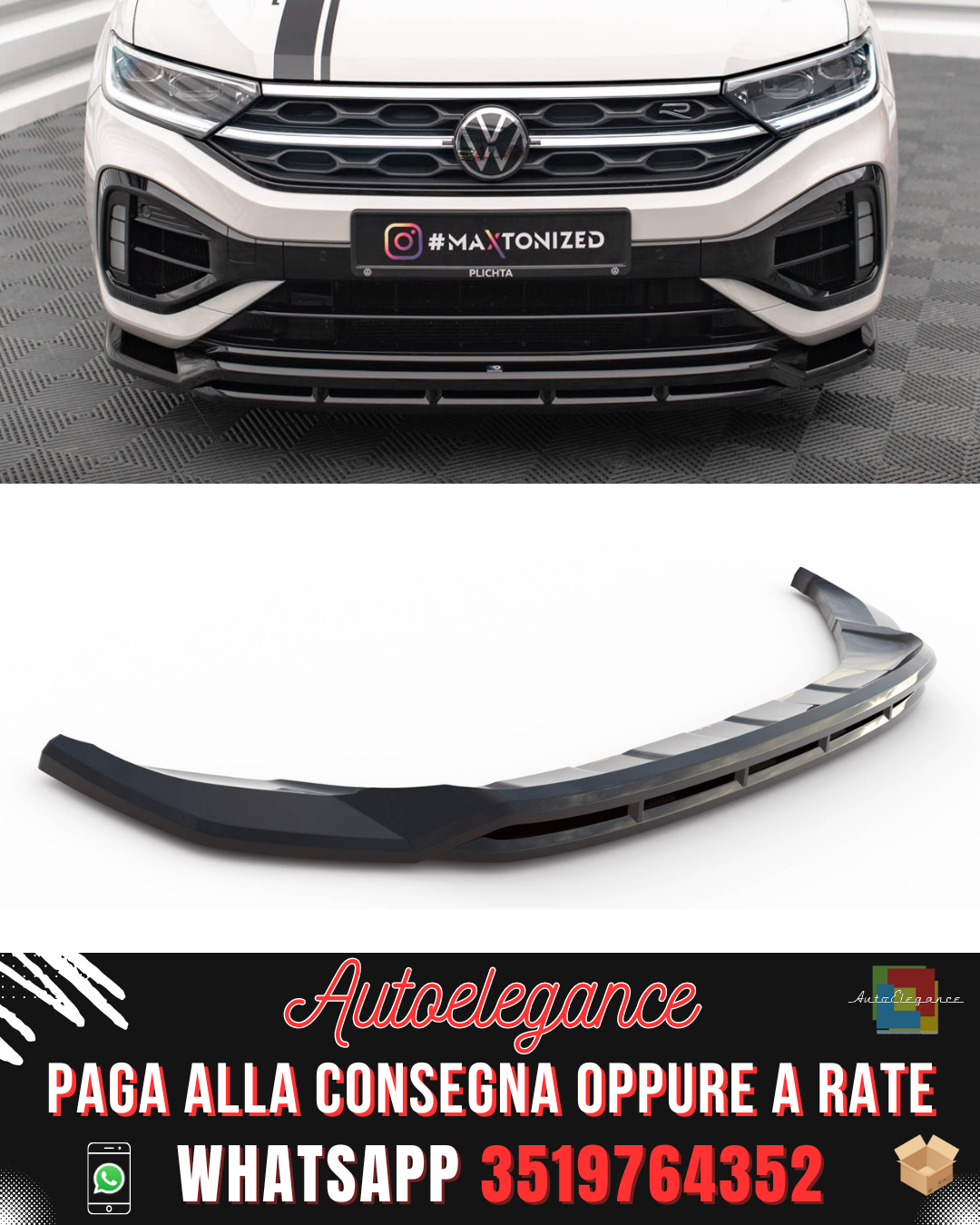SPLITTER ANTERIORE V.1 adatto per VOLKSWAGEN T-ROC R / R-LINE MK1 FACELIFT