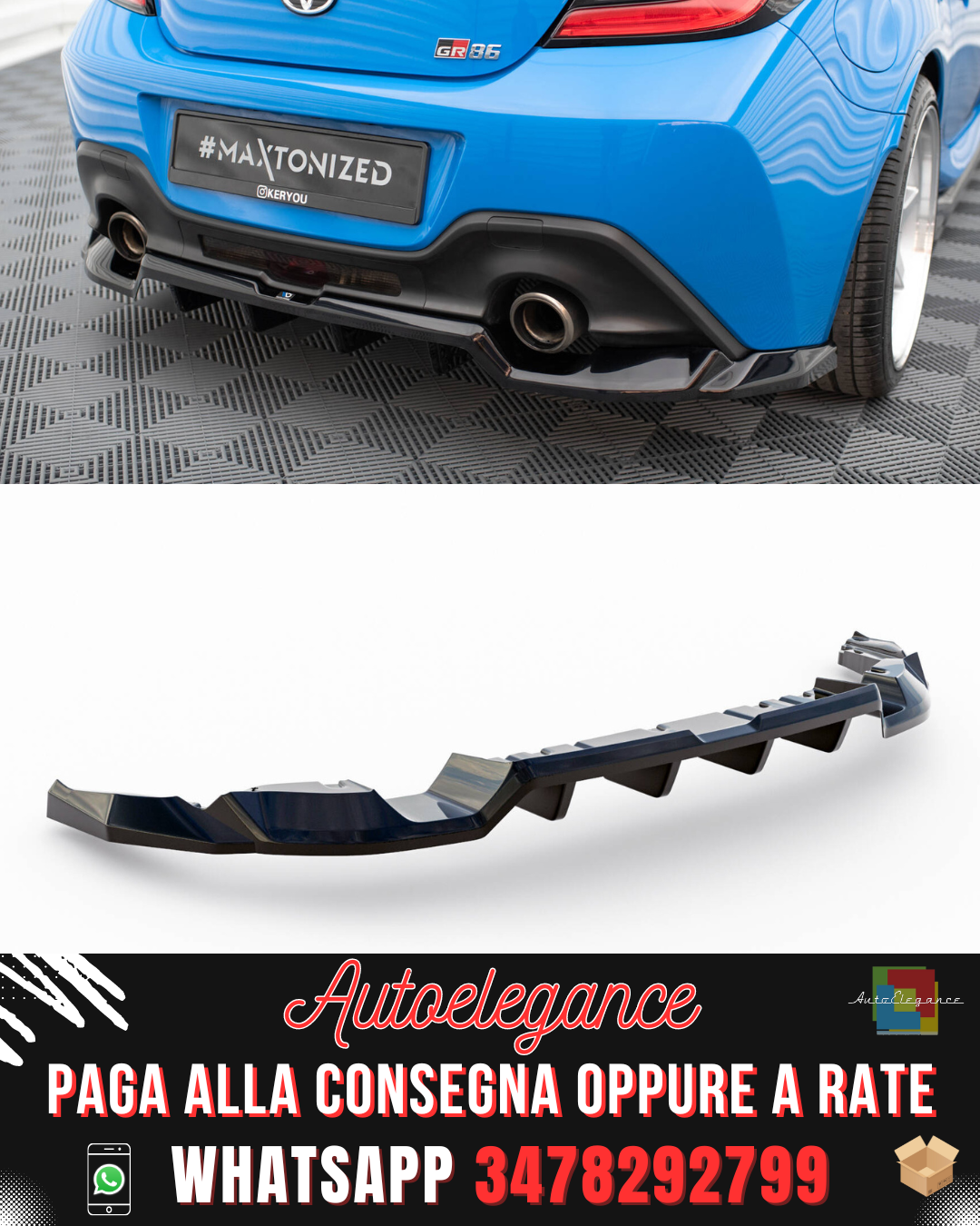 REAR CENTRE SPLITTER (WITH VERTICAL BARS) V.1 suitable for TOYOTA GR86 MK1