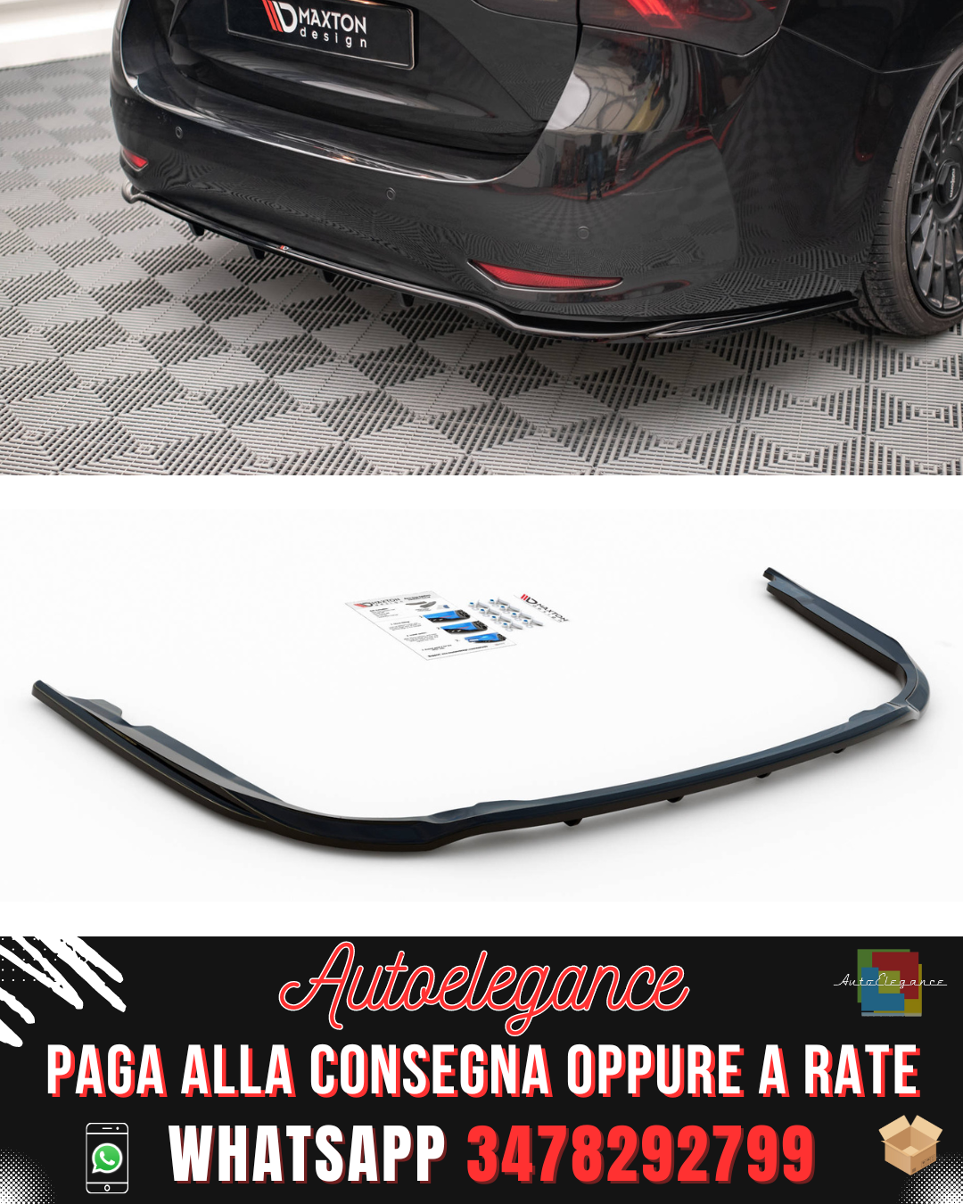SPLITTER POSTERIORE CENTRALE (CON BARRE VERTICALI) adatto per TOYOTA AVENSIS WAGON MK3 FACELIFT