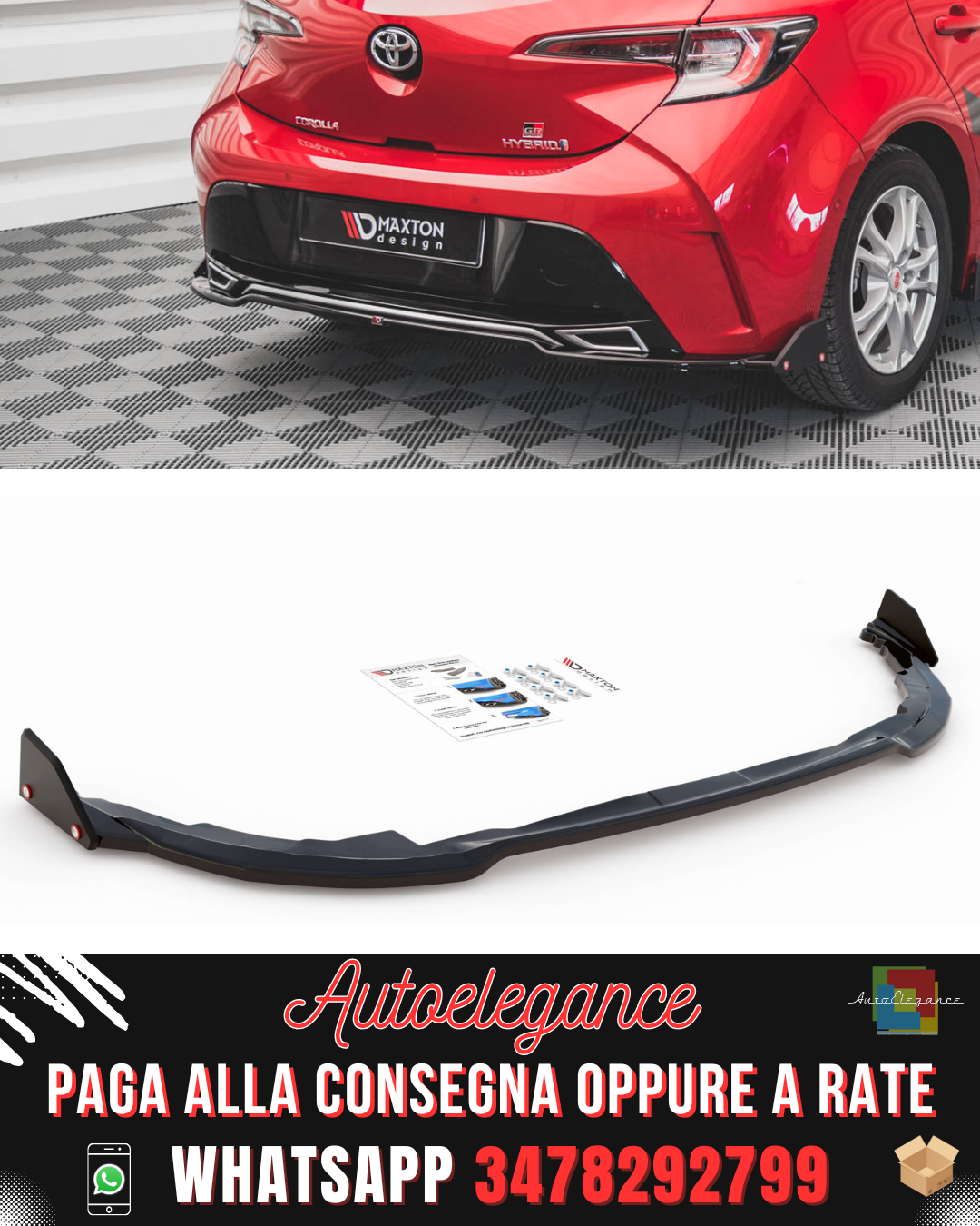 SPLITTER POSTERIORE CENTRALE + FLAPS adatto per TOYOTA COROLLA GR SPORT HATCHBACK XII