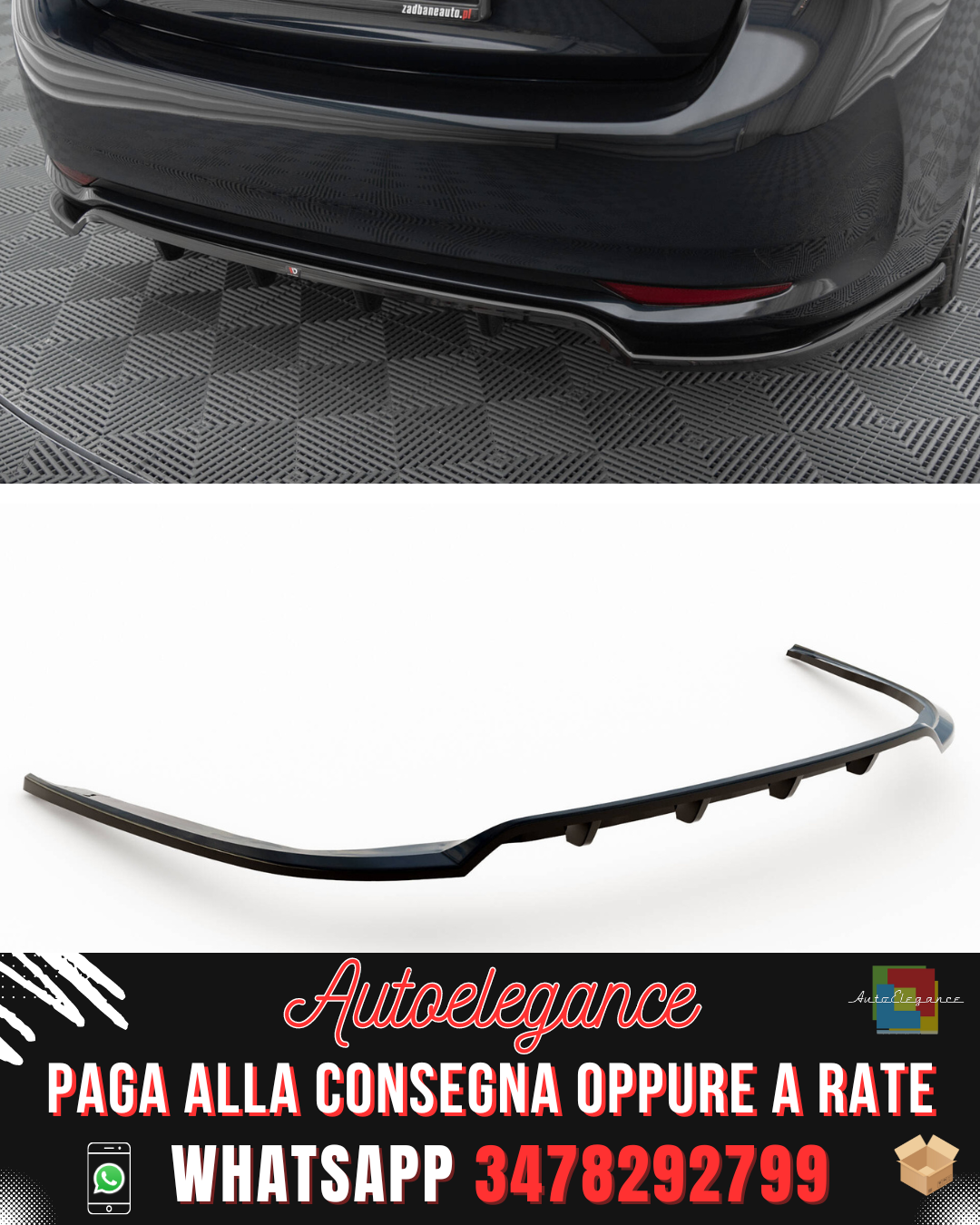 SPLITTER POSTERIORE CENTRALE (CON BARRE VERTICALI) ADATTO PER TOYOTA AVENSIS SEDAN MK3 FACELIFT