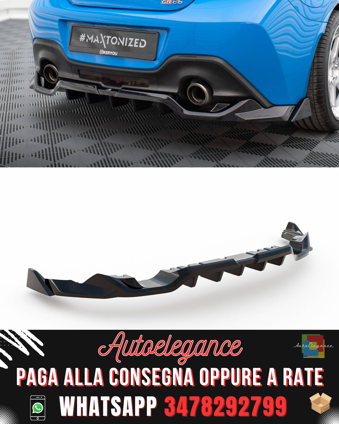 REAR CENTRE SPLITTER (WITH VERTICAL BARS) V.3 suitable for TOYOTA GR86 MK1