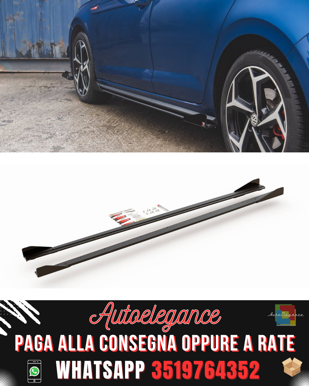 RACING DURABILITY SIDE SKIRTS + FLAP suitable for VOLKSWAGEN POLO GTI MK6