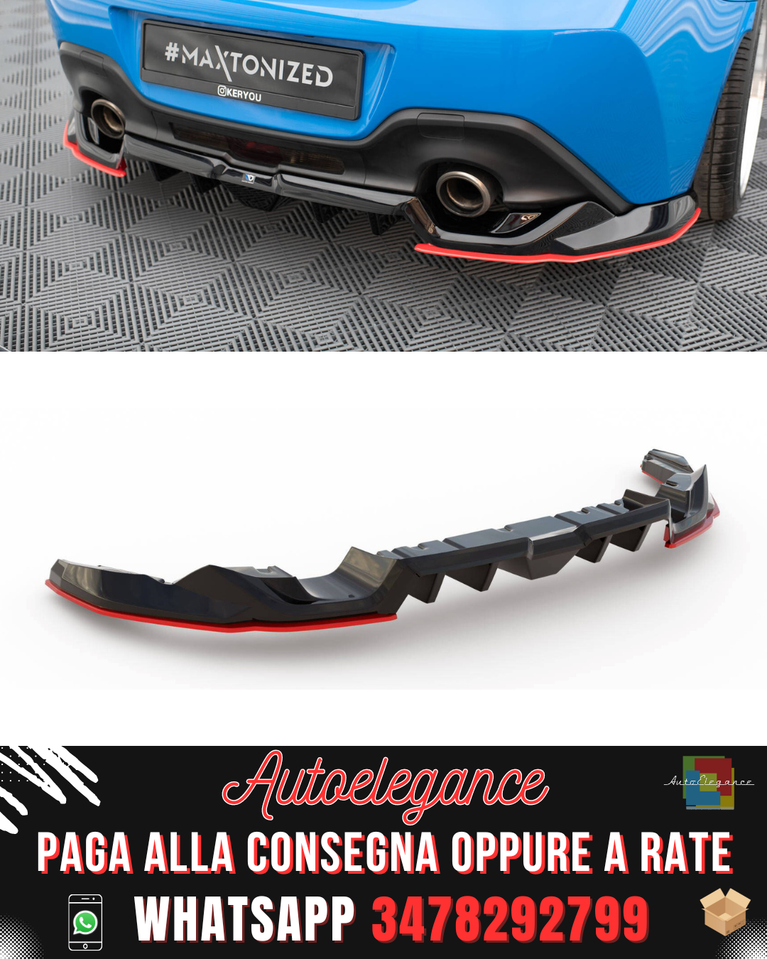 REAR CENTRE SPLITTER (WITH VERTICAL BARS) V.2 suitable for TOYOTA GR86 MK1