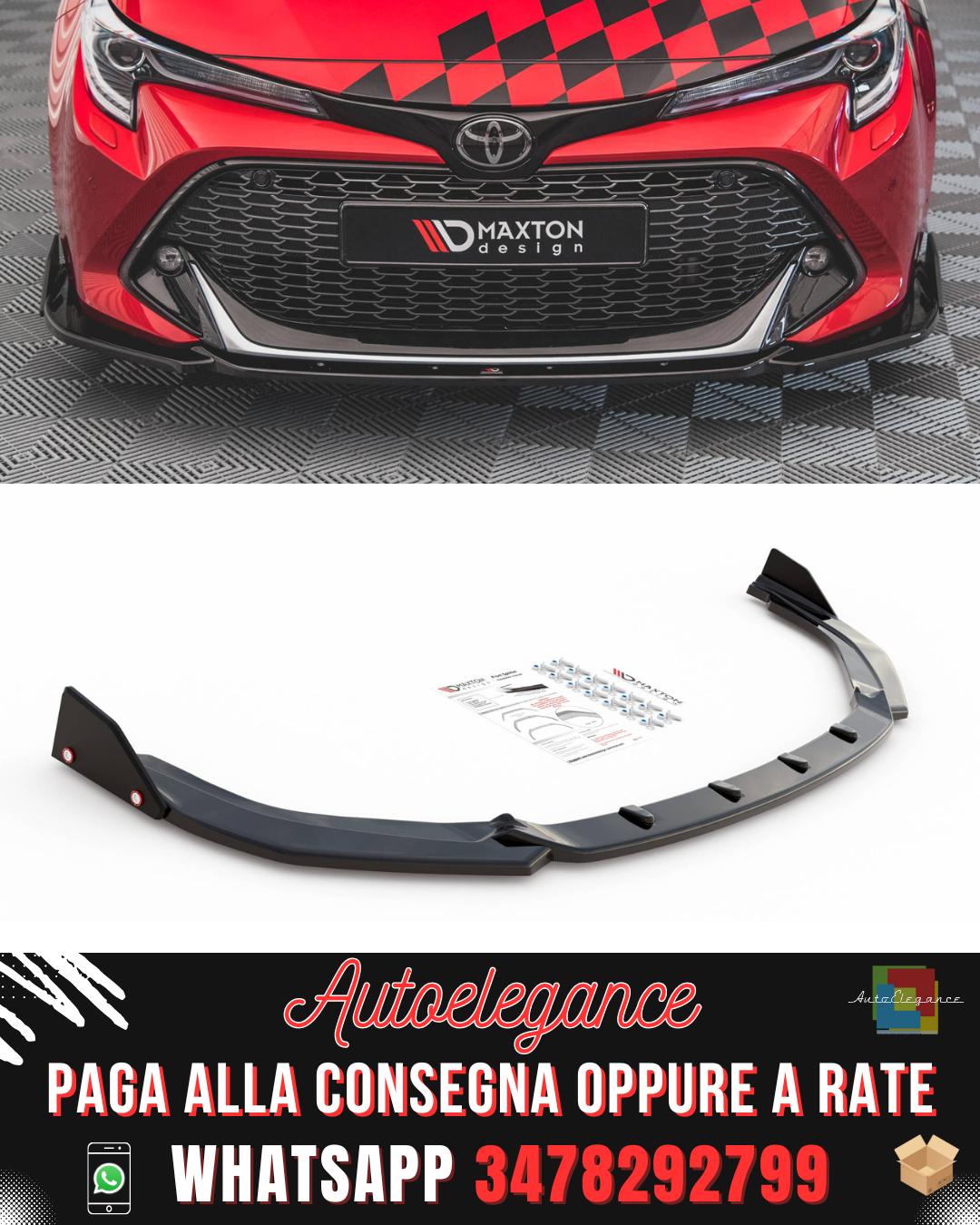 SPLITTER ANTERIORE V.1 + FLAPS adatto per TOYOTA COROLLA GR SPORT HATCHBACK XII