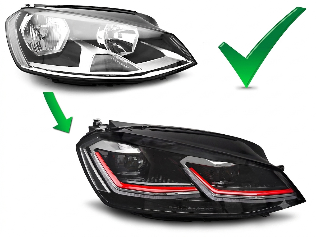 π Fari Anteriori Adatto per VW Golf VII 12-17 Full LED DRL Red Line π