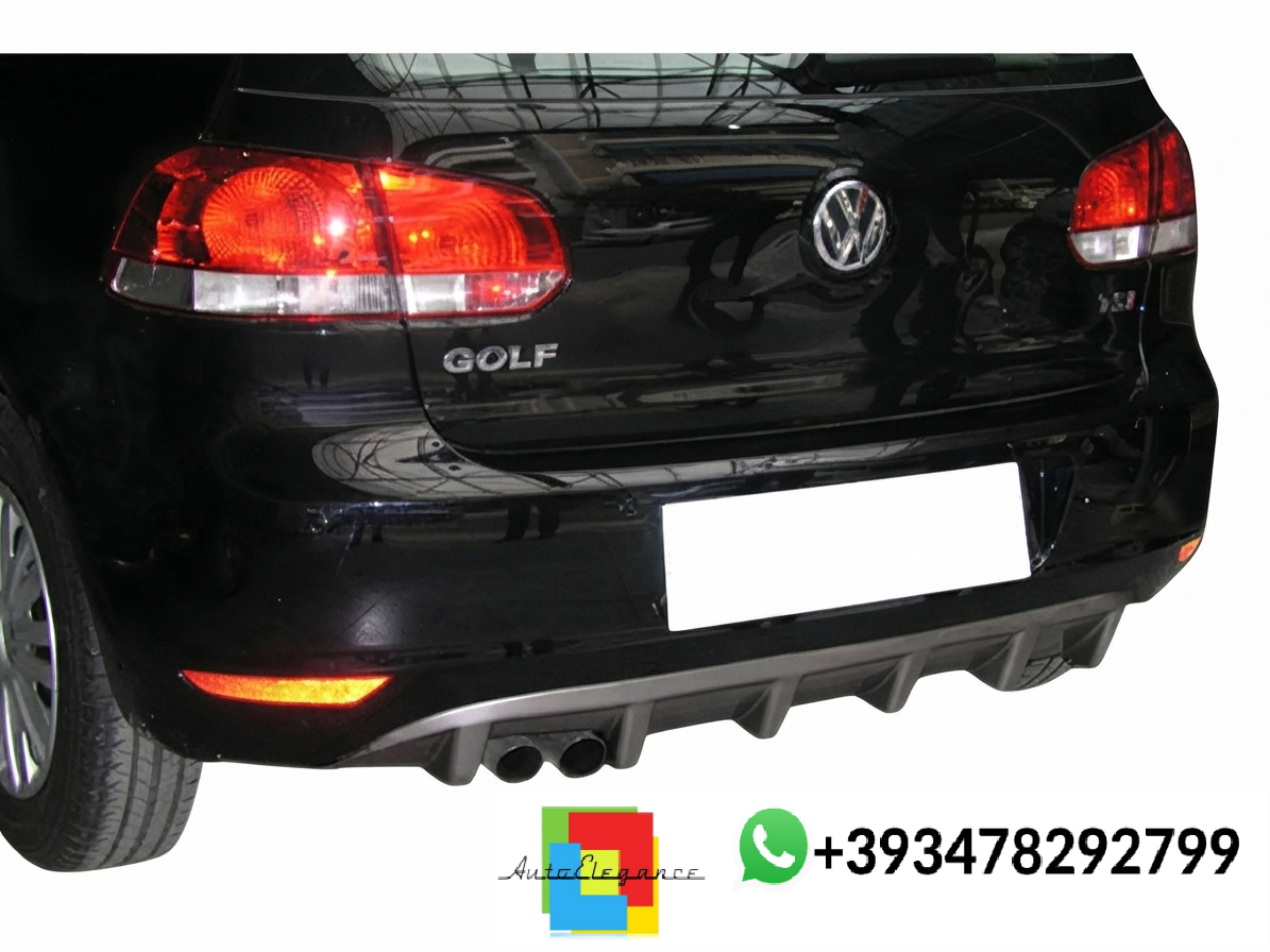 💕DIFFUSORE POSTERIORE V.1 Volkswagen Golf Mk6 Nero Lucido 💕