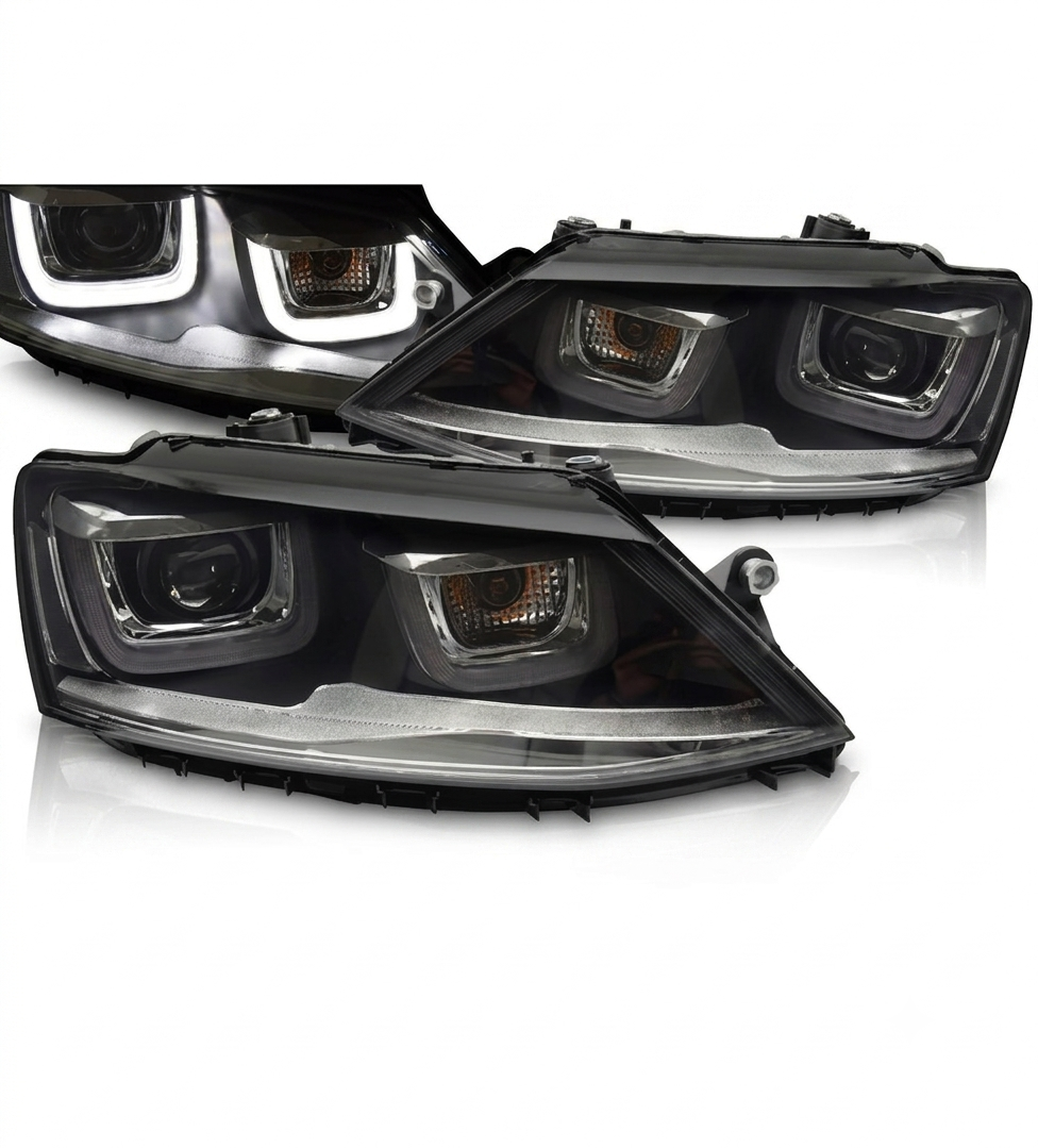 π Fari Anteriori Adatto per VW Jetta VI 11-18 U-LED DRL Neri π