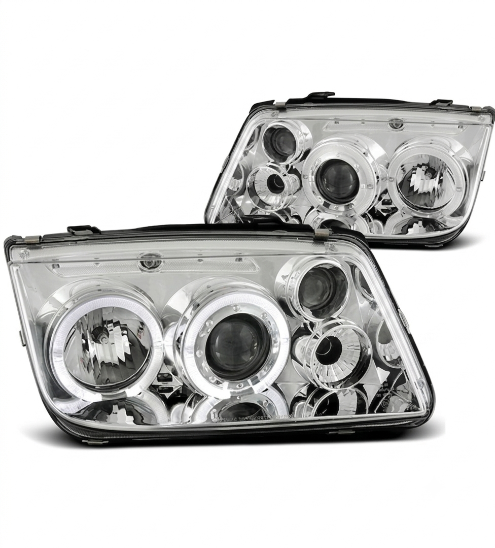 π Fari Anteriori Adatto per VW Bora 98-05 Angel Eyes Cromati π