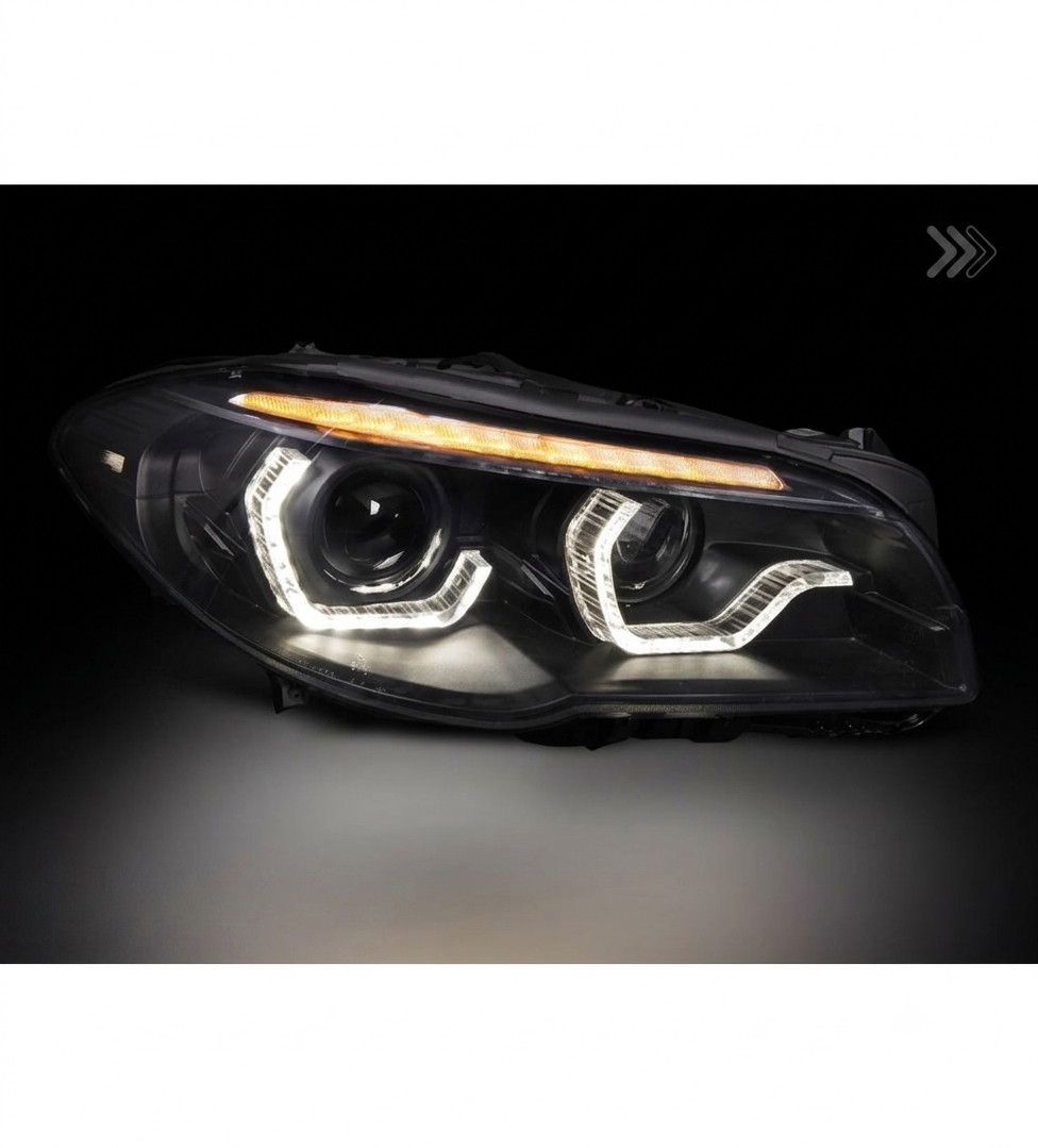 ๐ Fari Anteriori Adatto per BMW F10 F11 LCI 13-16 Xenon DRL Angel Eyes Neri ๐