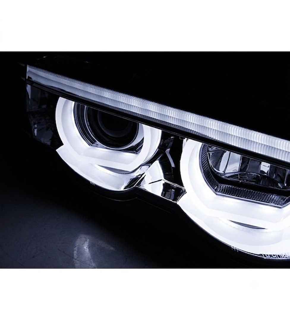 ๐ Fari Anteriori Adatto per BMW E38 94-01 3D Angel Eyes Cromati ๐
