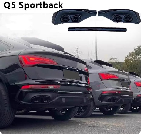 DIFFUSORE ADATTO PER AUDI Q5 SPORTBACK 2021-2022 LOOK SQ5 NERO