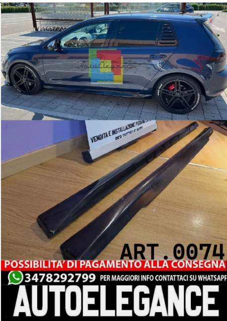 0074 COPPIA MINIGONNE LATERALI SOTTO PORTA VW GOLF 7 / 7.5 VII DESIGN GTI IN ABS