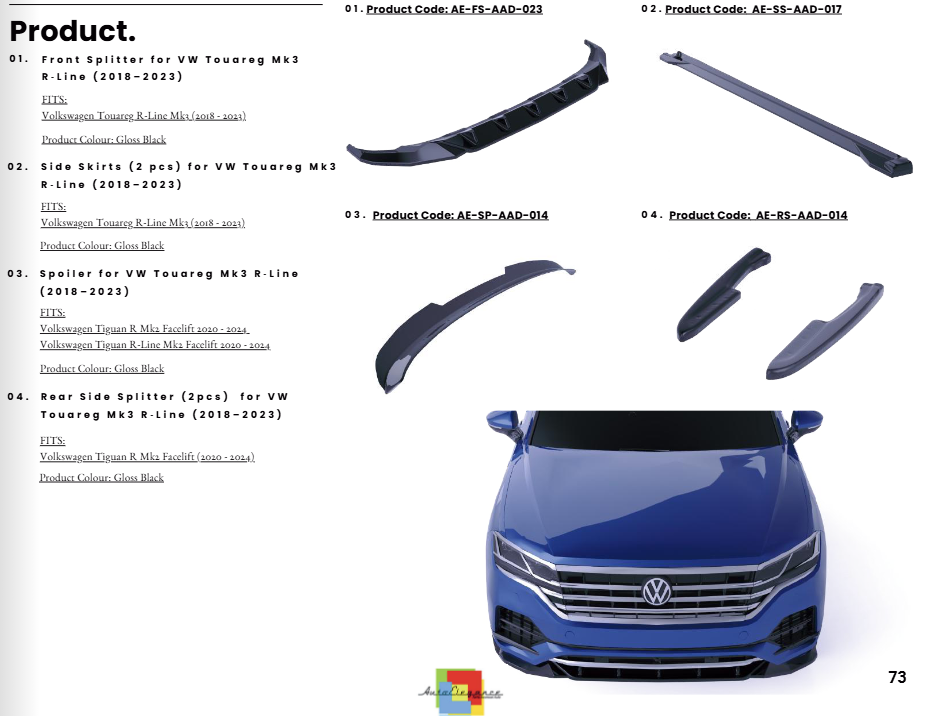 💫Bodykit Completo per VW Touareg Mk3 R-Line (2018–2023) – Finitura Nero 💫