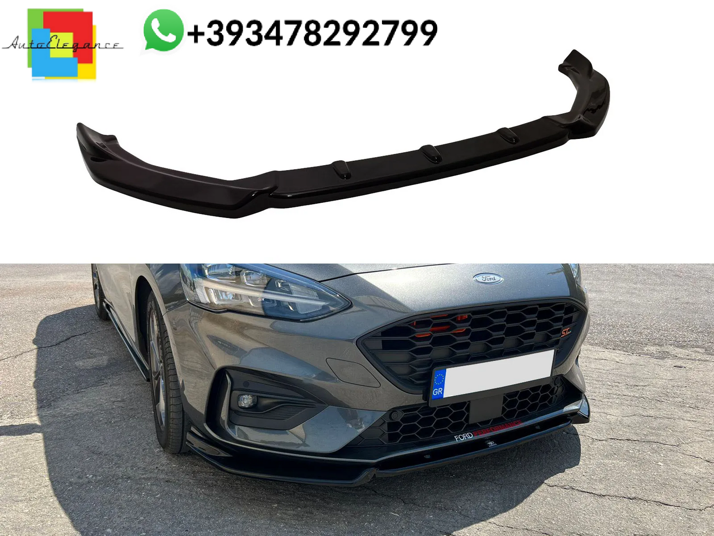 💕Splitter ANTERIORE V.1 Ford Focus Mk4 ST / ST-Line Nero Lucido💕