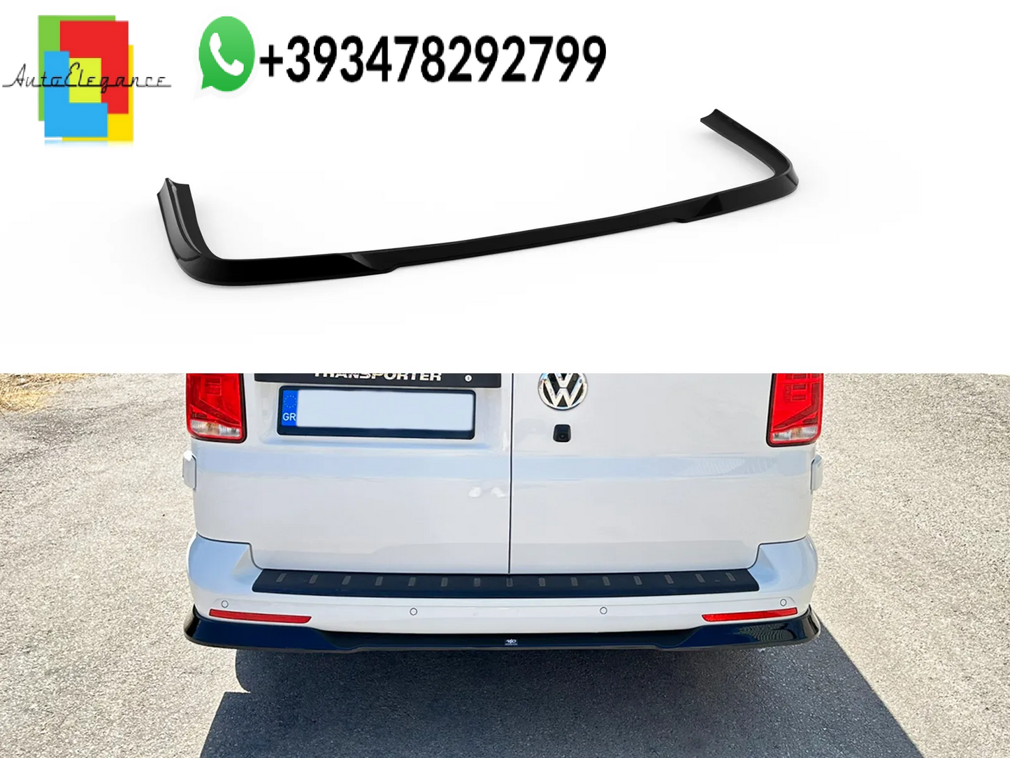 💕Splitter POSTERIORE Volkswagen T6.1 Long Nero Lucido💕