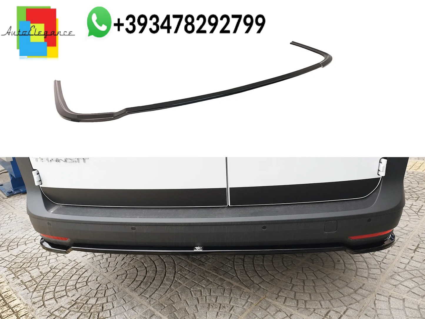 💕Splitter POSTERIORE Ford Transit Connect L2 Mk3 Nero Lucido💕