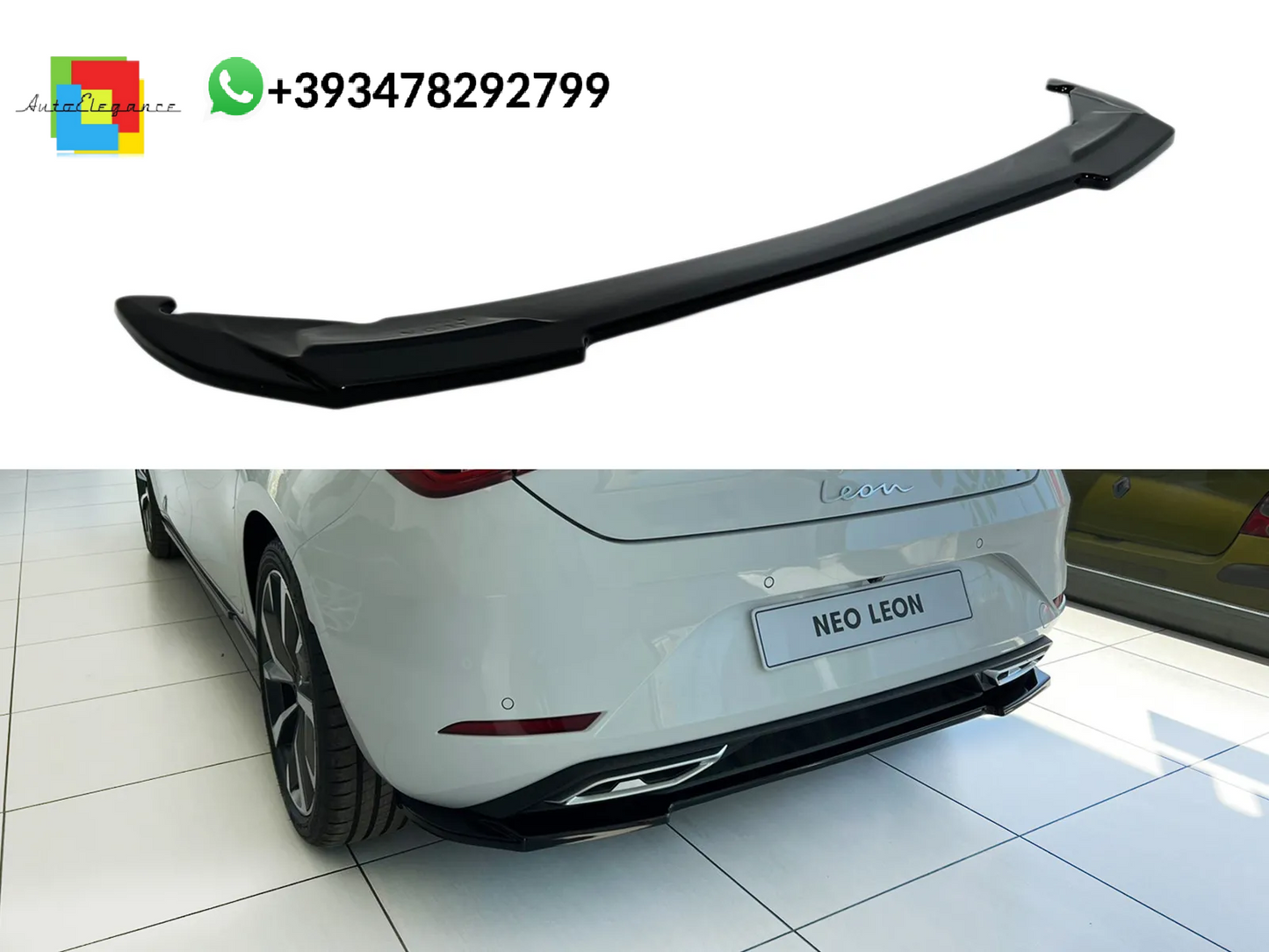 💕Splitter POSTERIORE Seat Leon Mk4 FR Nero Lucido💕