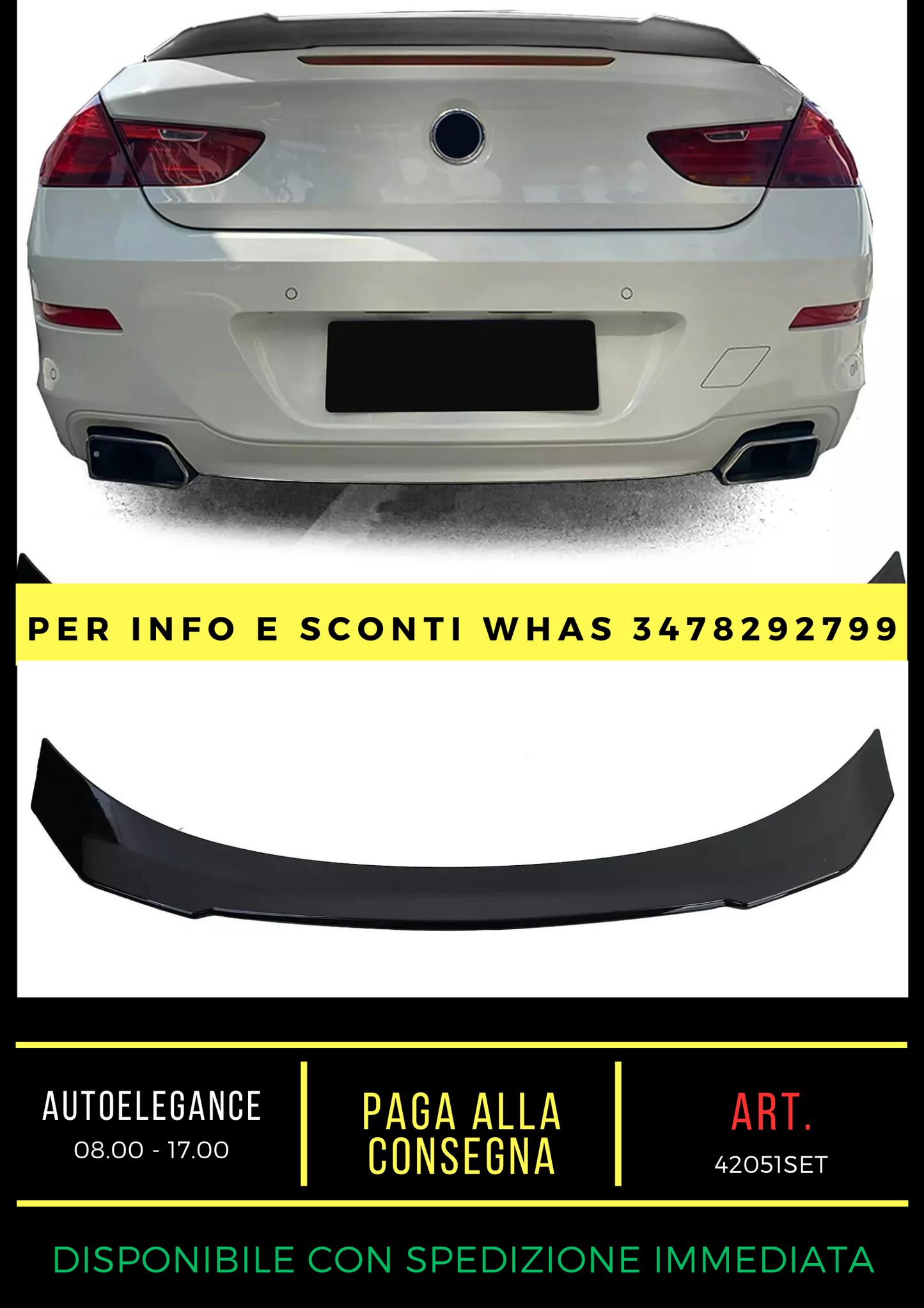 💎Glossy black SPOILER suitable for BMW 6 Series F12 Cabrio F13 Coupe 11-18💎