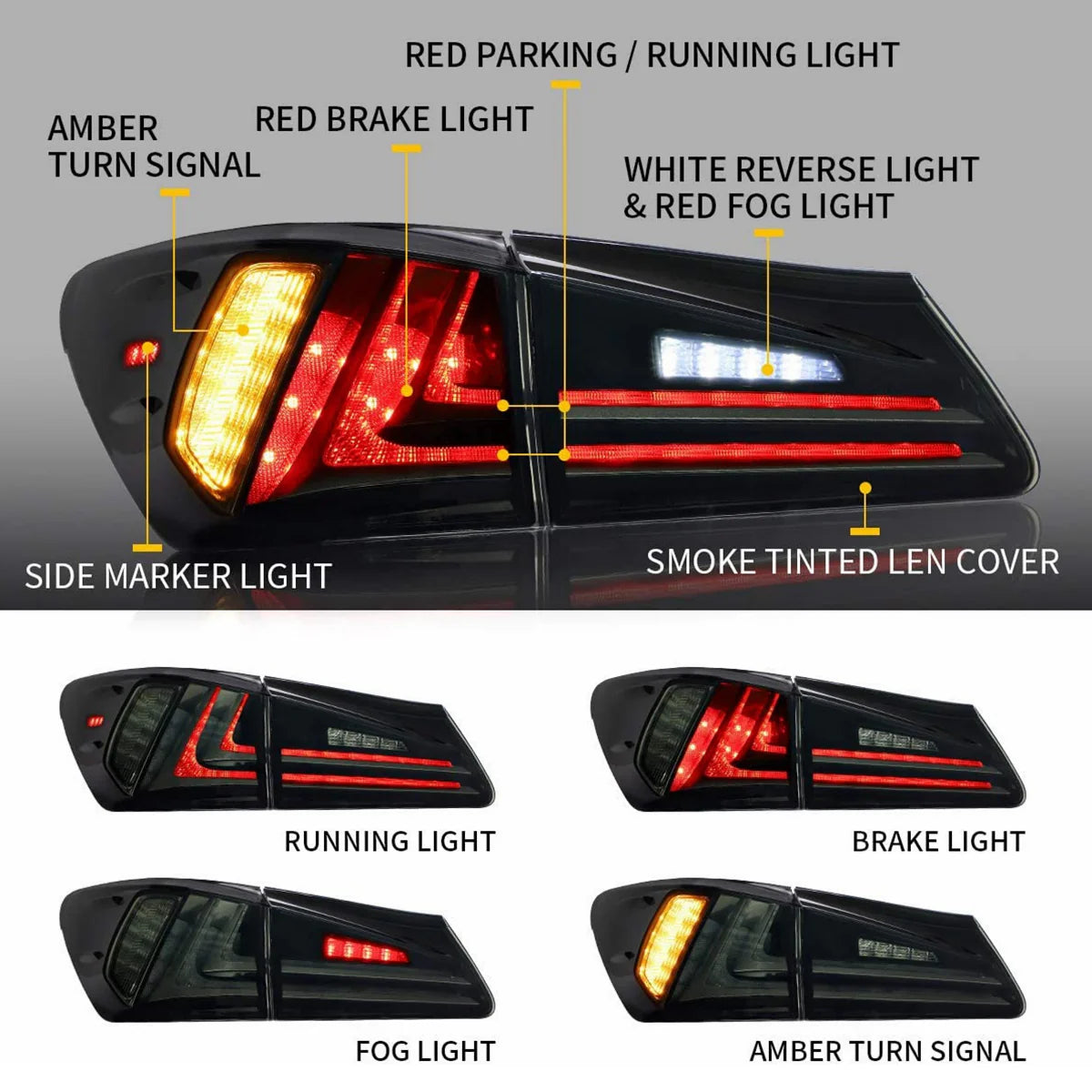 Fari e fanali posteriori a LED per Lexus IS250 IS350 2006-2012 IS200d IS F 2008-2014 (combinazione a scelta multipla)