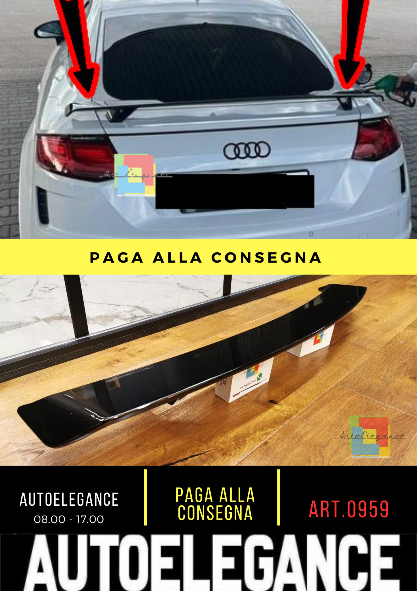 ⭐0959 SPOILER SUITABLE FOR AUDI RSTT 8J TT FV A5 A6 A7 SALOON LOOK RS GLOSSY BLACK⭐
