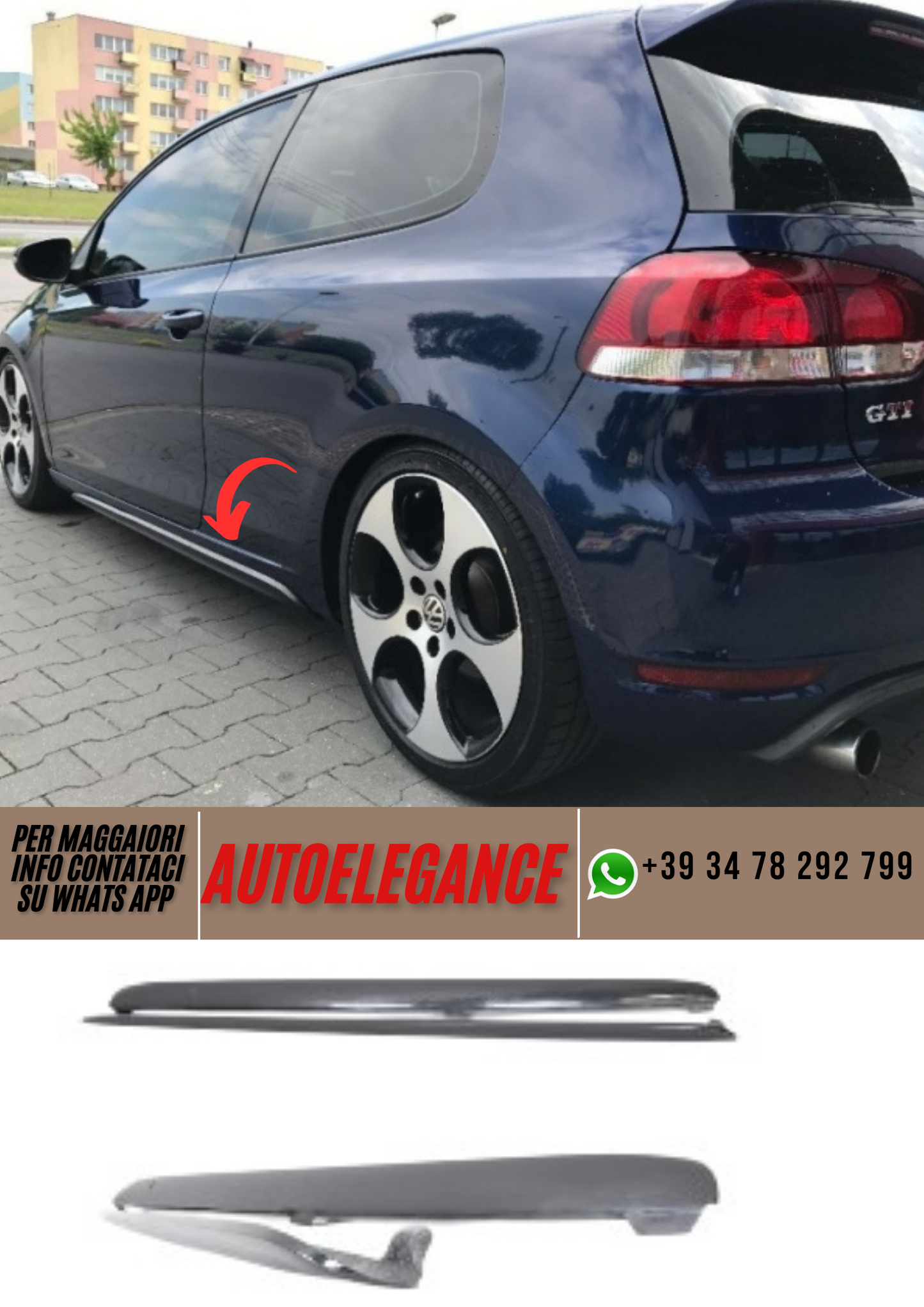 ❤️Minigonne laterali spoiler ADATTO PER VW GOLF VI ver 1❤️
