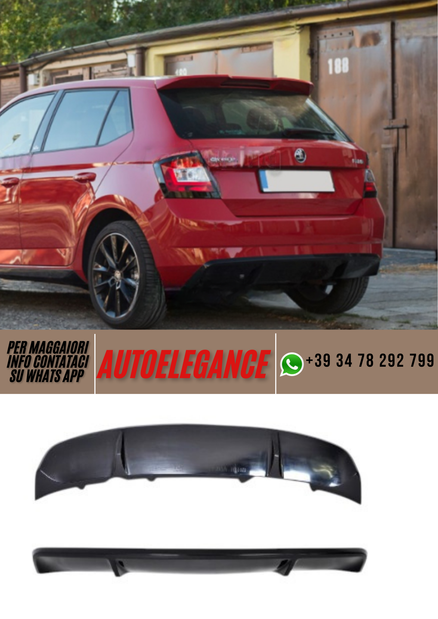 ❤️Spoiler paraurti posteriore ADATTO PER SKODA FABIA 3❤️