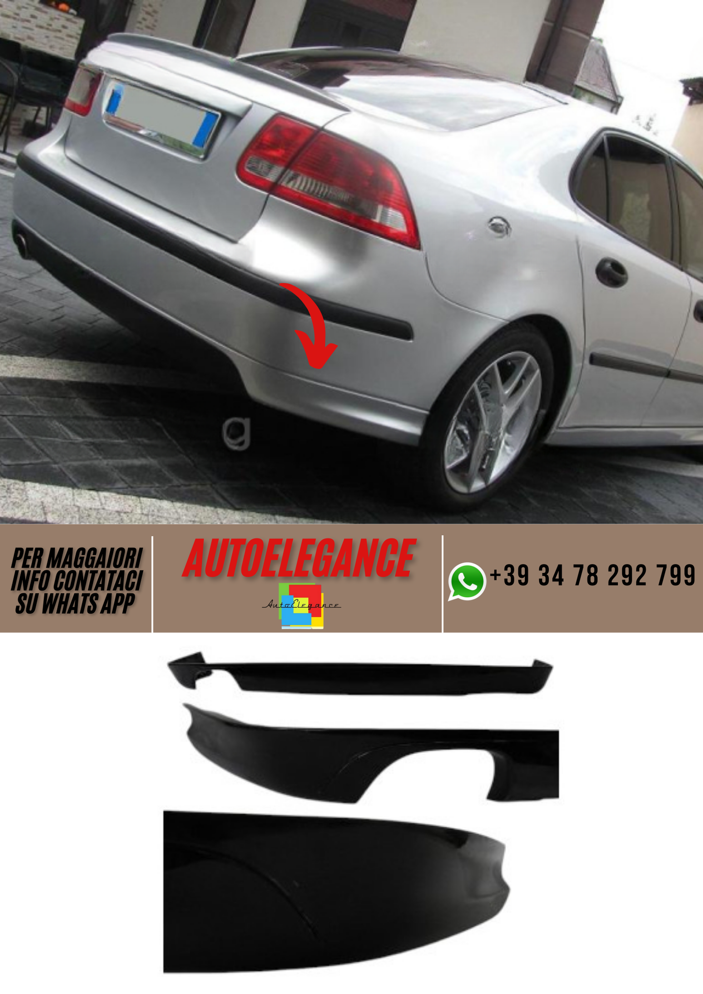 ❤️Spoiler paraurti posteriore SAAB 9-3 2002-2007 berlina❤️