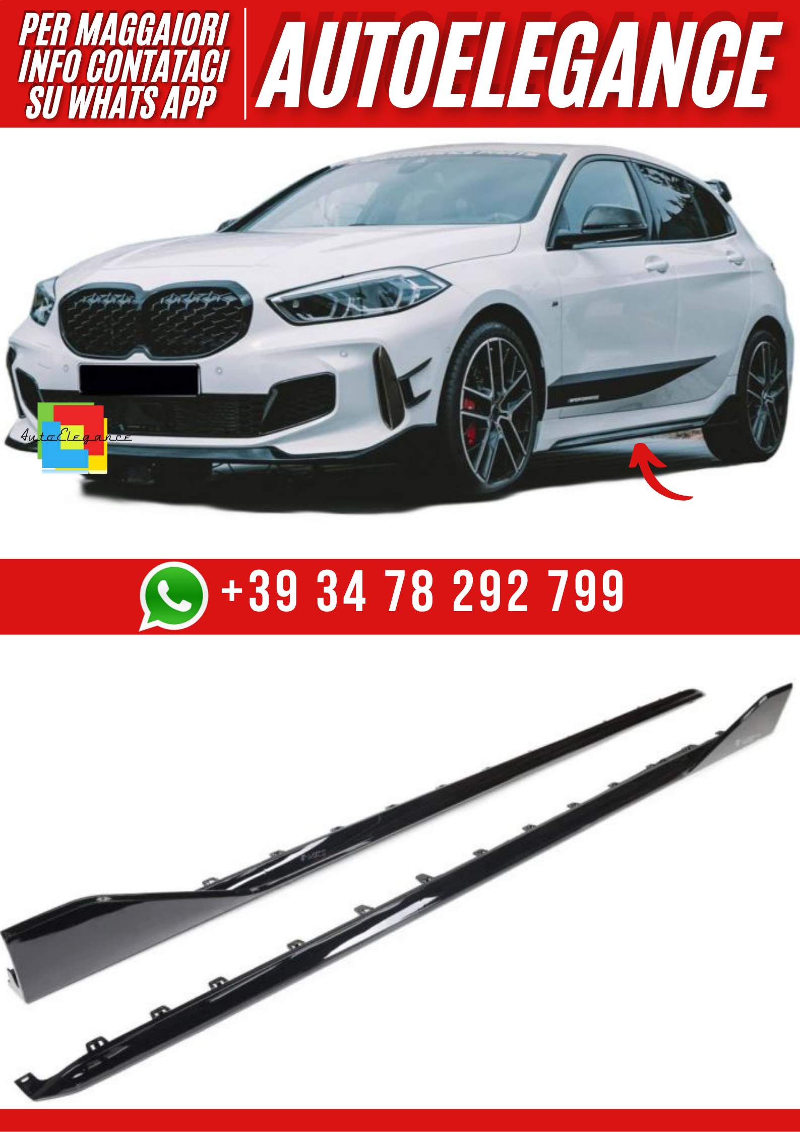 Bas De Caisse Minijupes BMW Série 1 F40 Noir Brillant - Kit Tuning TGH-Design