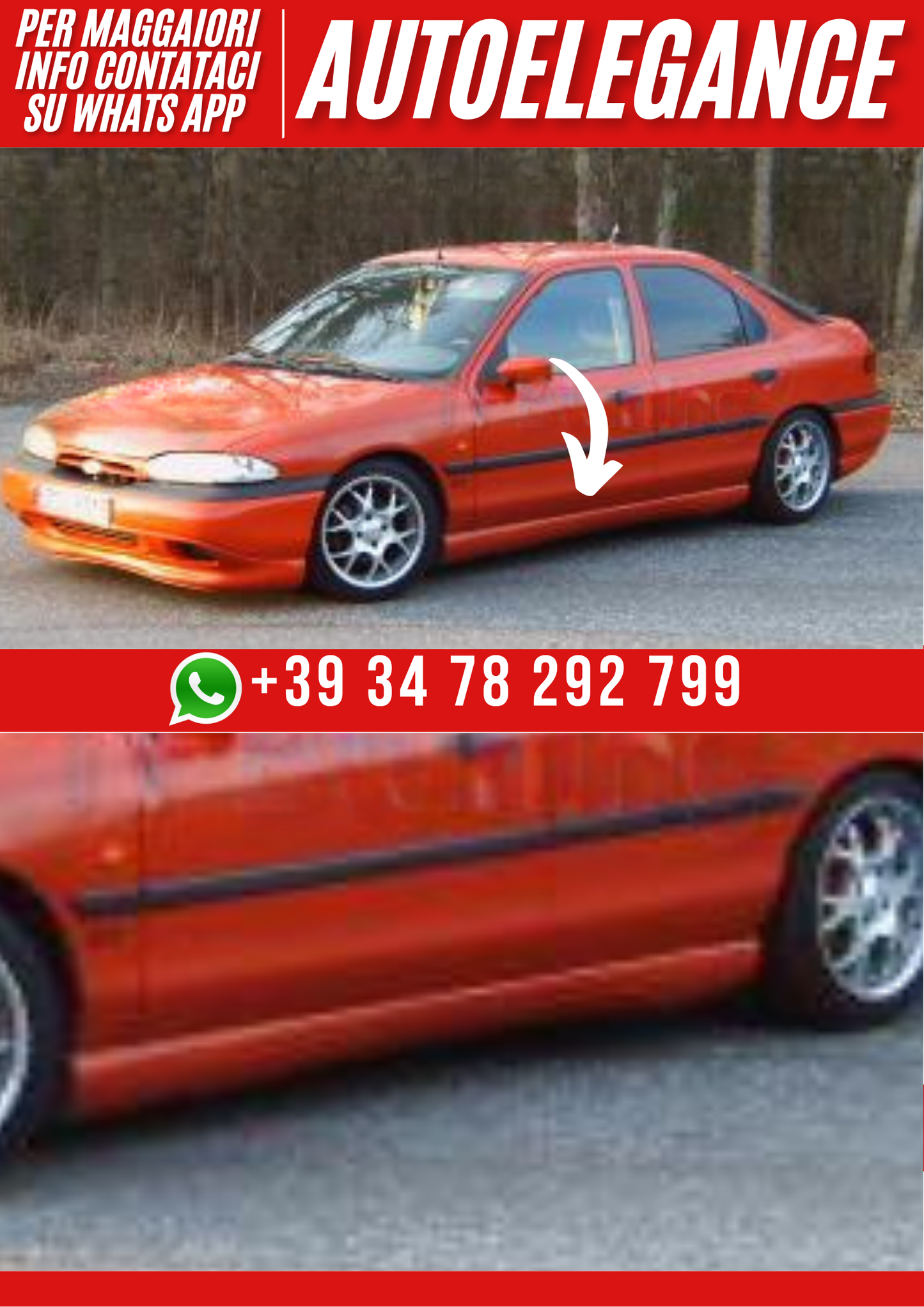 ❤️Minigonne Laterali Compatibili con FORD MONDEO 1993–1996 Ver. 2 ❤️