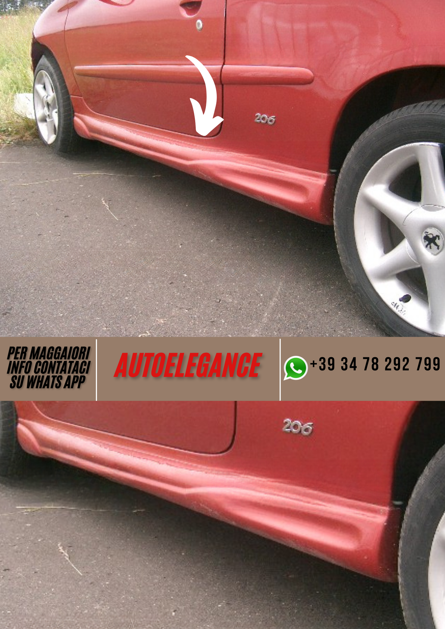 ❤️Minigonne laterali spoiler PEUGEOT 206 versioni a 3 e 5 porte❤️