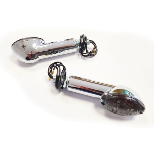CATEYE 40mm Universal Motorcycle Halogen Turn Signal Light Set Smoke Chrome with E-Mark