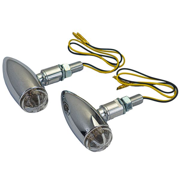 ⭐Set di indicatori di direzione a LED per moto cromato universale MICRO BULLET