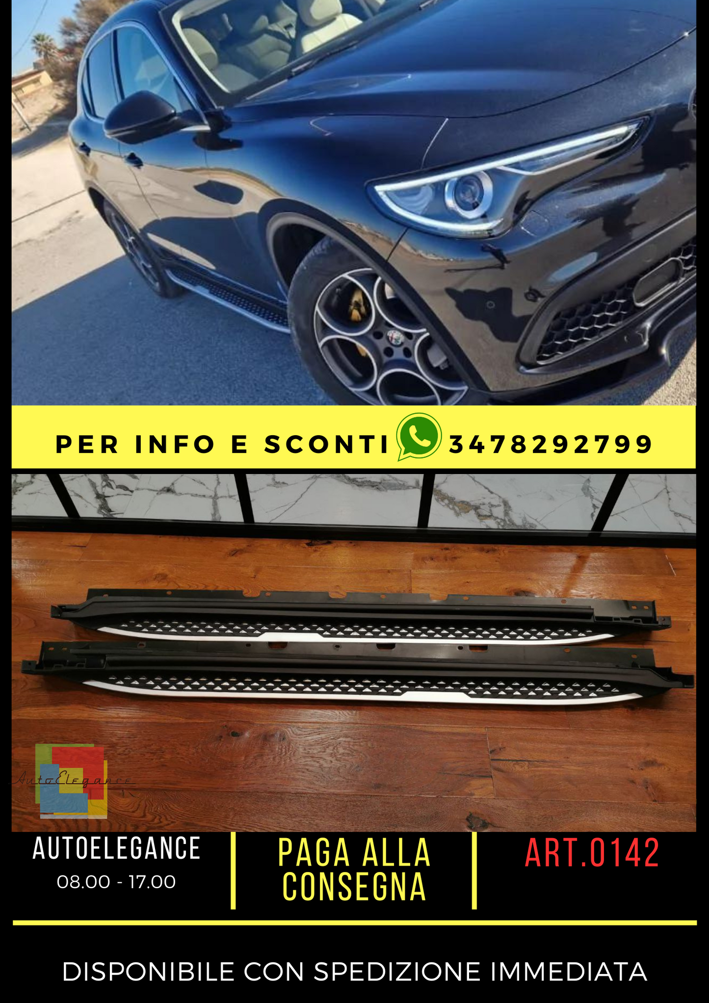 ✨PEDANE LATERALI ADATTI PER ALFA ROMEO STELVIO SOTTO PORTA ANTISCIVOLO ✨