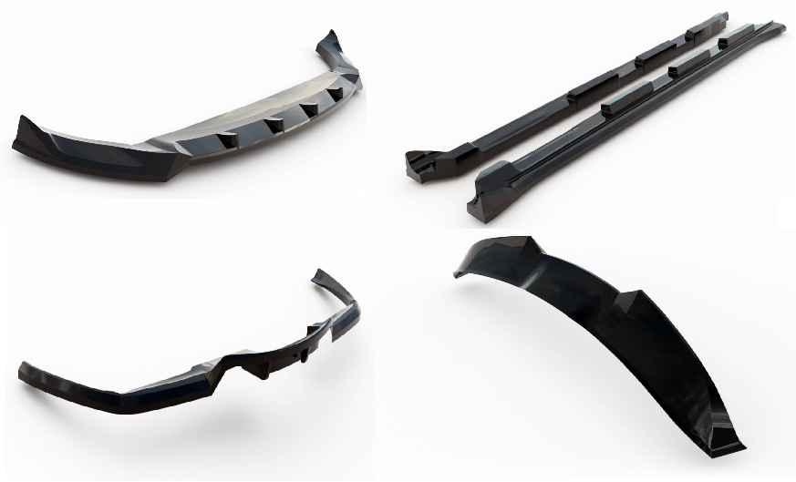 SPLITTER SUITABLE FOR VW GOLF 8 GTI GTD RLINE LOOK GLOSSY BLACK SPORTY DESIGN